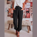 Women's Comfortable Casual Pants with Elastic Waistband and Pockets