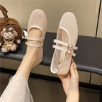 Women's Breathable Ballerina Flats with Double Buckle