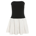 Women's Bandeau Mini Dress with Voluminous Skirt