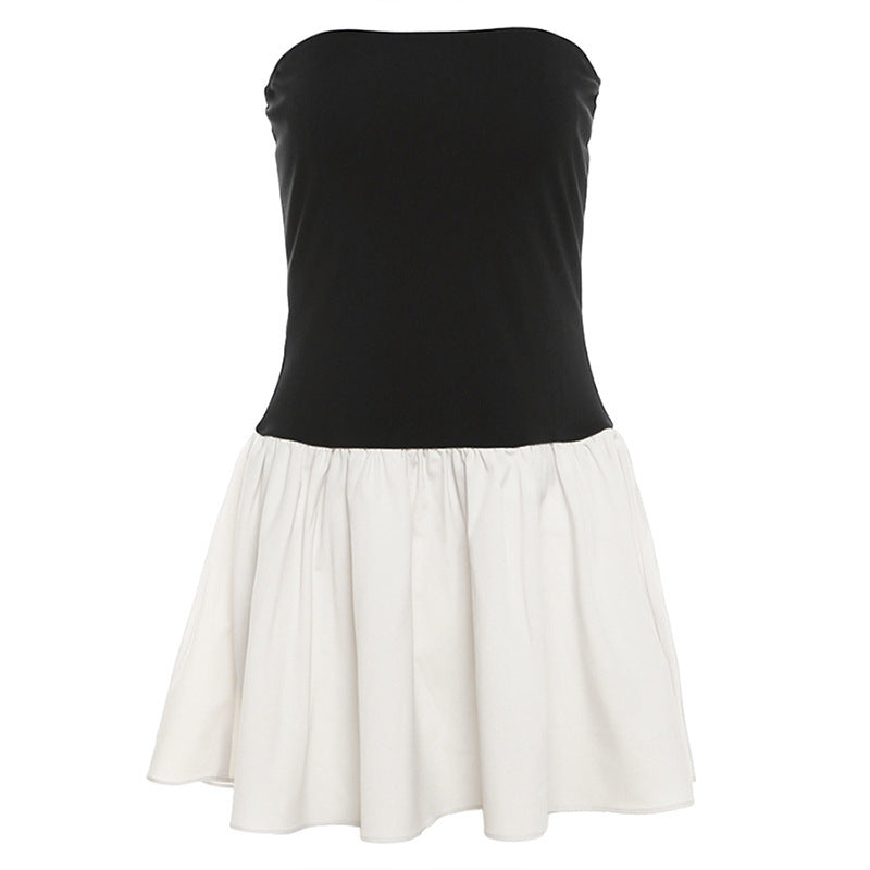 Women's Bandeau Mini Dress with Voluminous Skirt