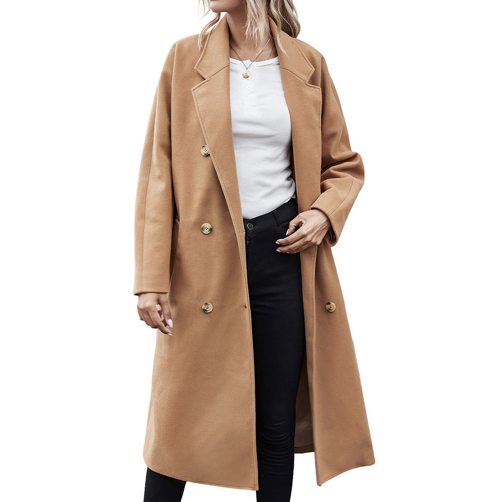 Women's Elegant Trench Coat with Belt and Large Pockets