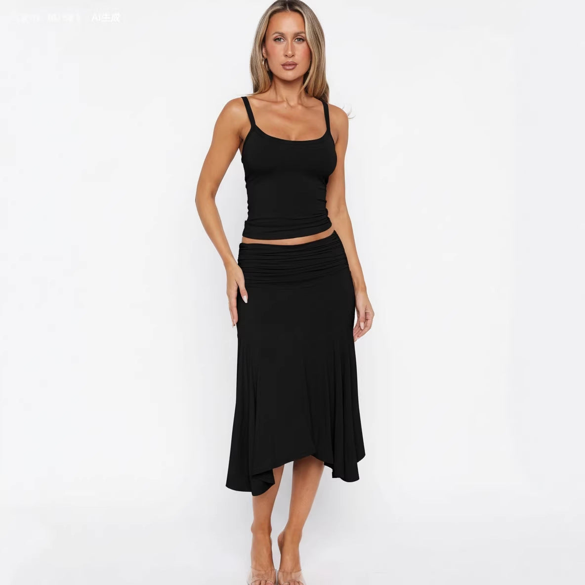 Women's Casual Two-Piece Set with Top and Skirt