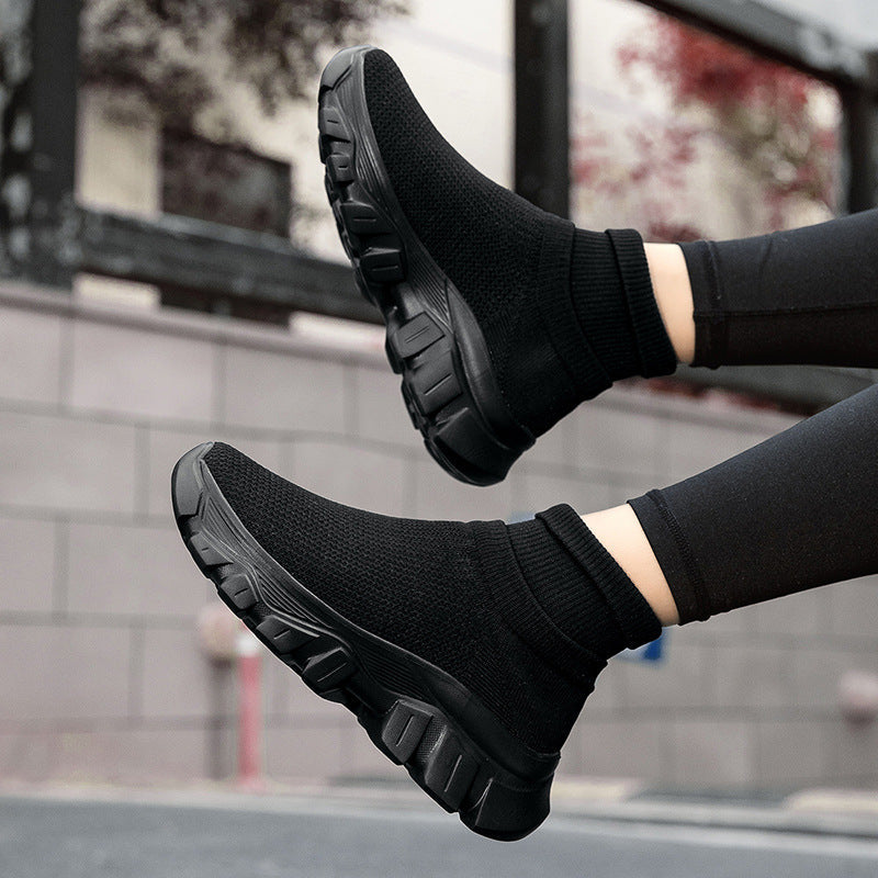 Women's Breathable Slip-On Sneakers with Knit Upper and Flexible Sole