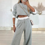 Women's Casual Hoodie and Wide-Leg Pants Set