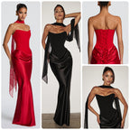 Women's Evening Dress with Off-Shoulder Design and Elegant Slit