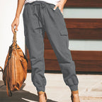 Women's Casual Cargo Pants with Elastic Waistband