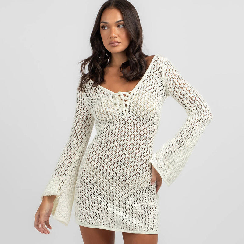 Women's Airy Crochet Maxi Coat
