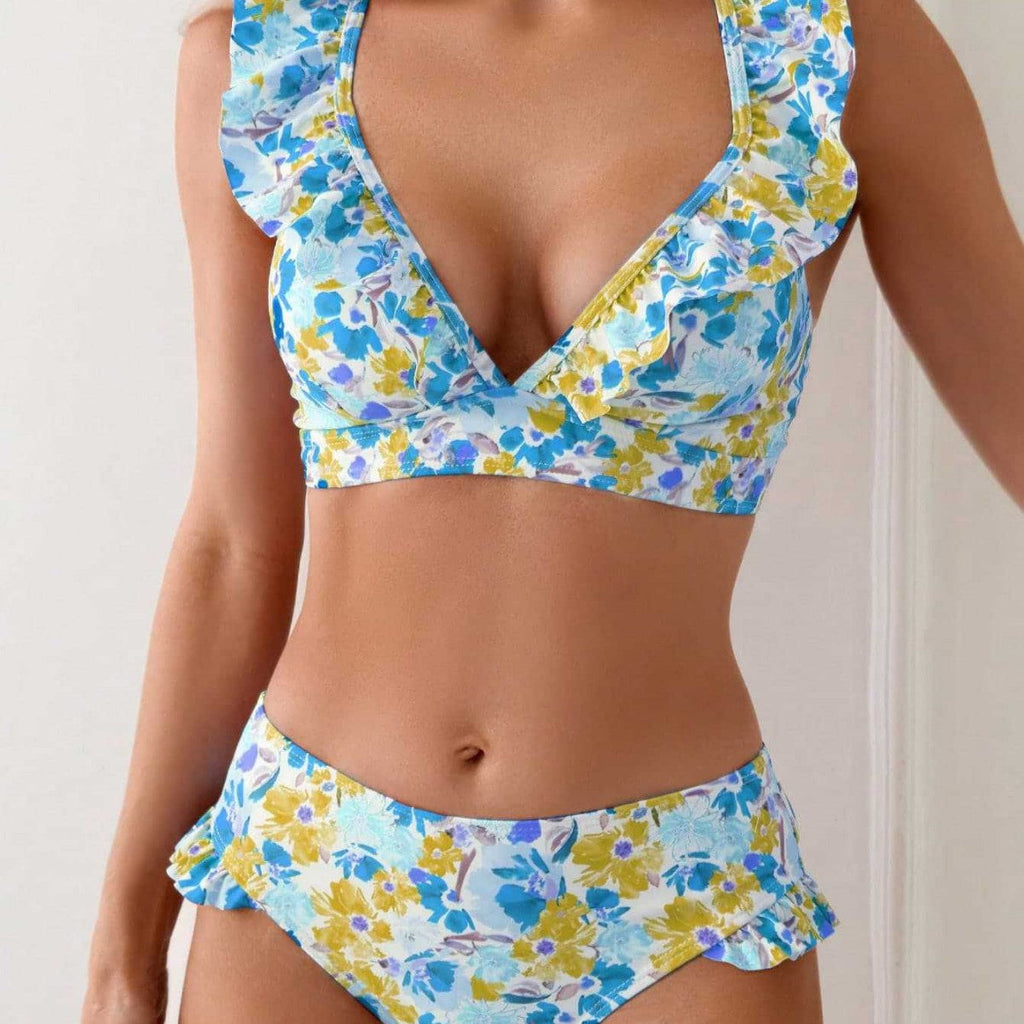 Women's Ruffled Floral Swim Set