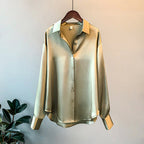 Elegant Fine Satin Blouse with Ruffle Details