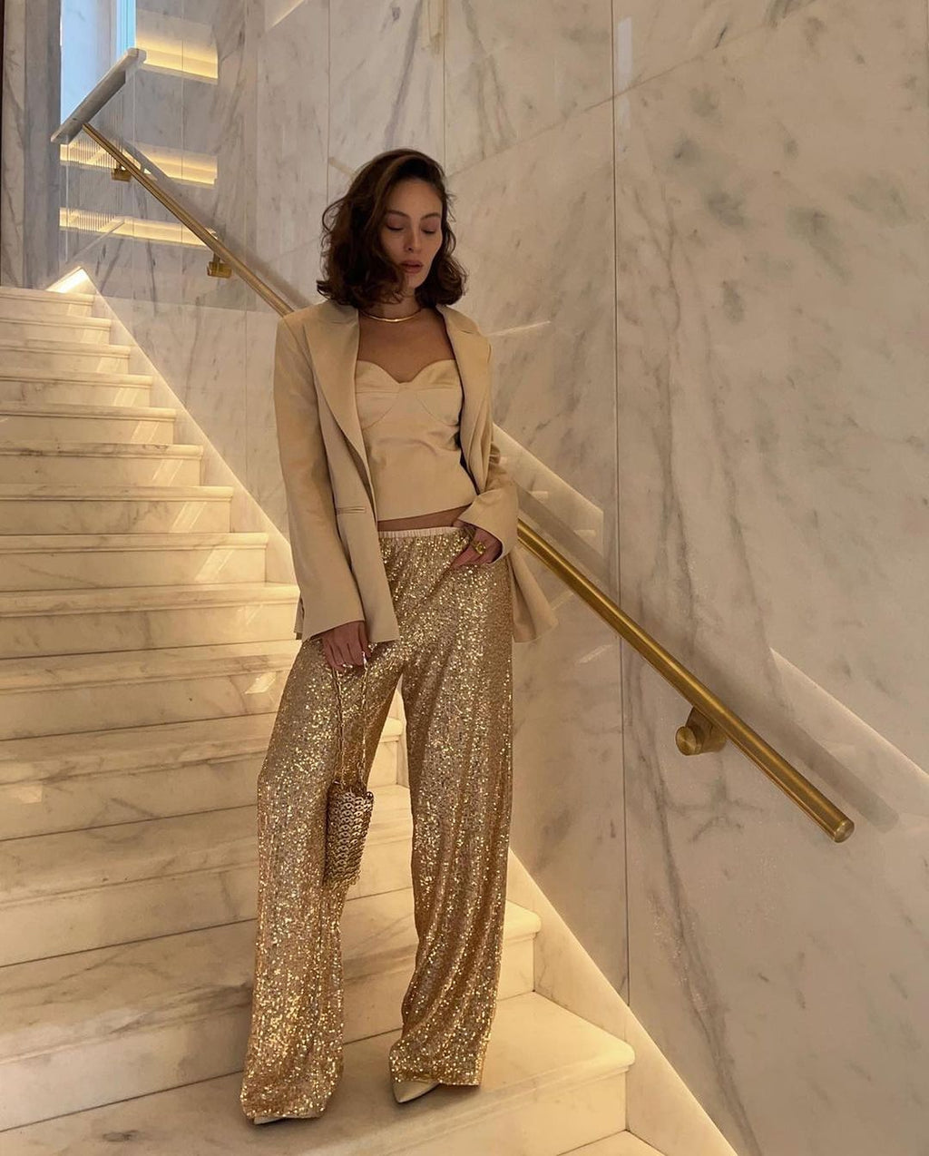 Women's Glitter Palazzo Pants
