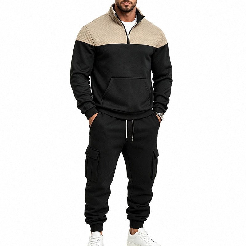 Men's Leisure Training Suit with Quilted Details