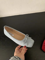 Women's Suede Ballet Flats with Delicate Bow Detail