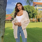 Long Knit Cardigan with Casual Cut and Wide Sleeves