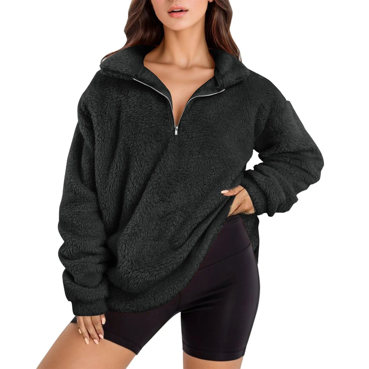 Women's Half-Zip Oversized Fleece Pullover