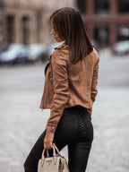 Women's Soft Faux Suede Biker Jacket