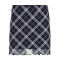 Women's Mini Skirt with Plaid Pattern and Ruffle Hem