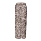 Women's Leopard Print Maxi Skirt with High Slit