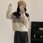 Women's Patterned Cardigan with Button Placket and Dropped Shoulders