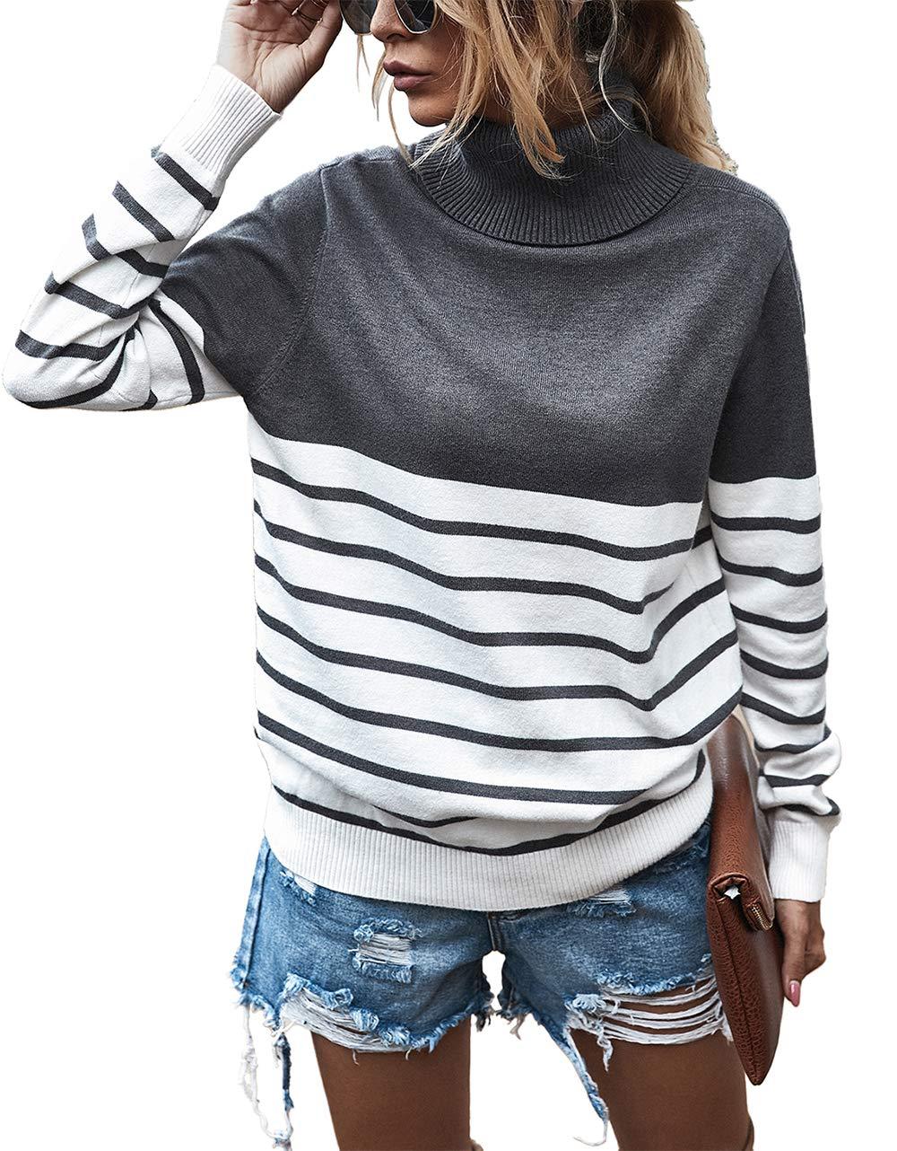 Women's Cozy Striped Turtleneck Sweater
