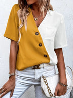 Women's Blouse with Modern Cut and Contrasting Colors