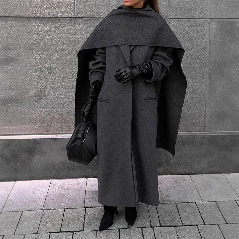 Elegant Cape Coat with Double-Lined Design