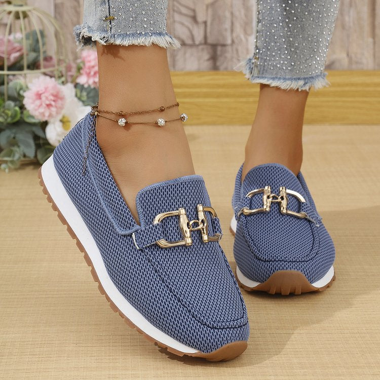 Women's Breathable Slip-On Sneakers with Elastic Inserts and Comfortable Footbed