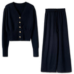 Long-Sleeve Knit Suit with Elastic Waistband