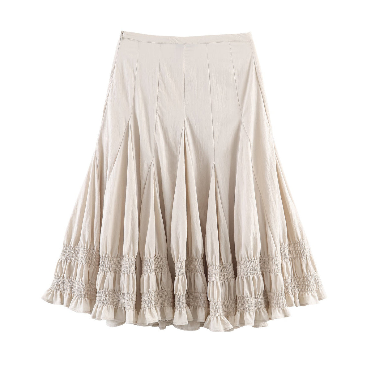 Women's Midi Skirt with Pleats and Ruffles