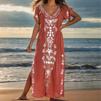 Women's Elegant Beach Cover-Up with Delicate Embroidery