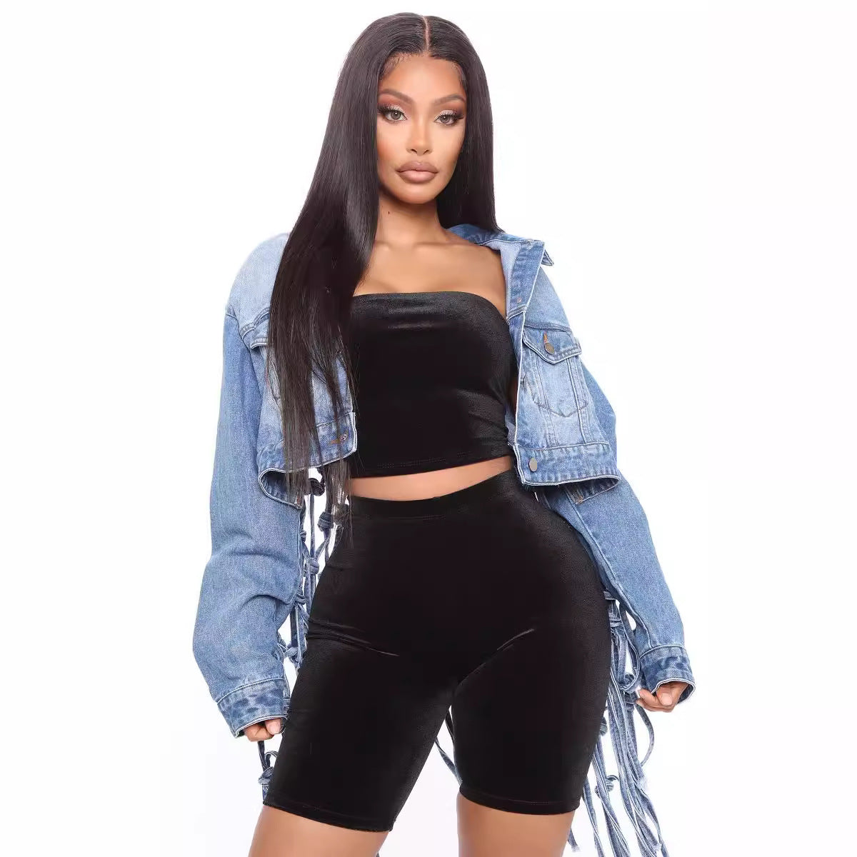 Women's Denim Jacket with Knot Detail