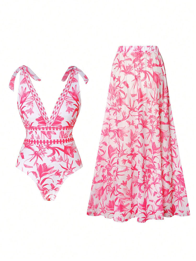 Women's Swimwear with Elegant Maxi Skirt
