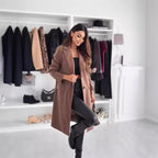 Women's Wool Coat with Timeless Cut and Structured Lapel