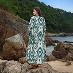 Women's Cropped Knit Top with Tropical Motif