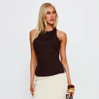Women's Sleeveless Top with Elegant Neckline