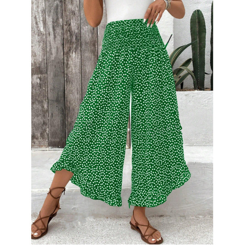 Women's Wide-Leg Lounge Pants with Polka-Dot Pattern