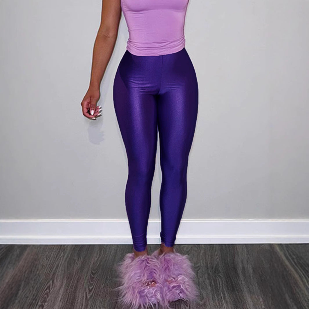 Women's High-Gloss High-Waisted Fitness Leggings