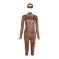 Women's Animal Print Jumpsuit with Mock Neck