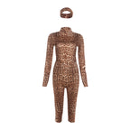 Women's Animal Print Jumpsuit with Mock Neck