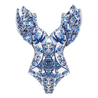 Women's Swimsuit Set with Ruffles and Wrap Skirt