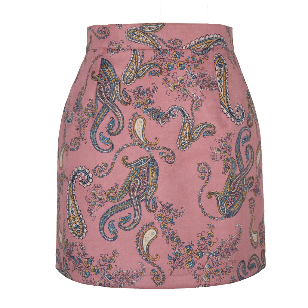 Women's High-Waisted Paisley Mini Skirt
