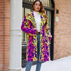 Women's Eye-Catching Faux Fur Coat with Modern Pattern