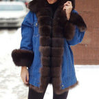 Women's Denim Jacket with Faux Fur Collar