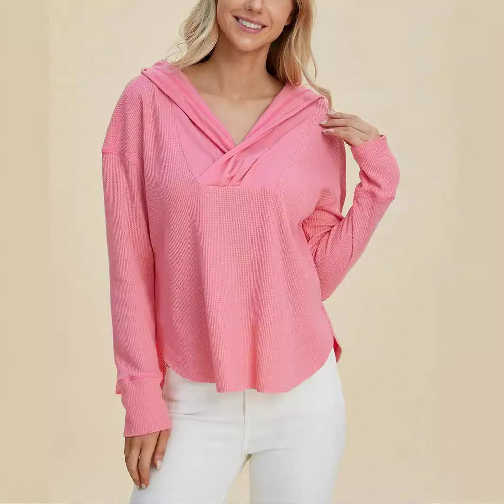 Women's Casual Hoodie with Unique Neckline