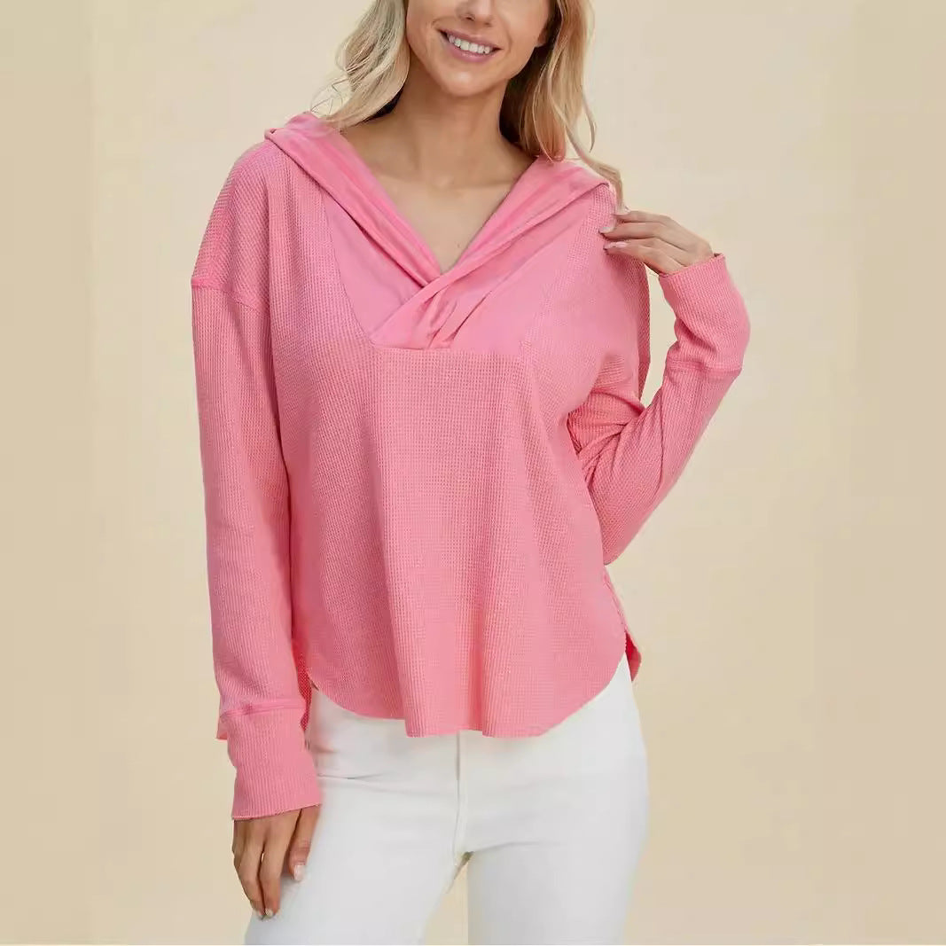 Women's Casual Hoodie with Unique Neckline
