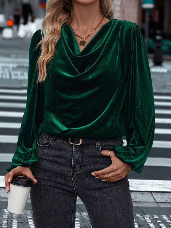 Women's Elegant Viscose Blouse with Cowl Neck