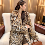 Elegant Faux Fur Jacket with Animal Print