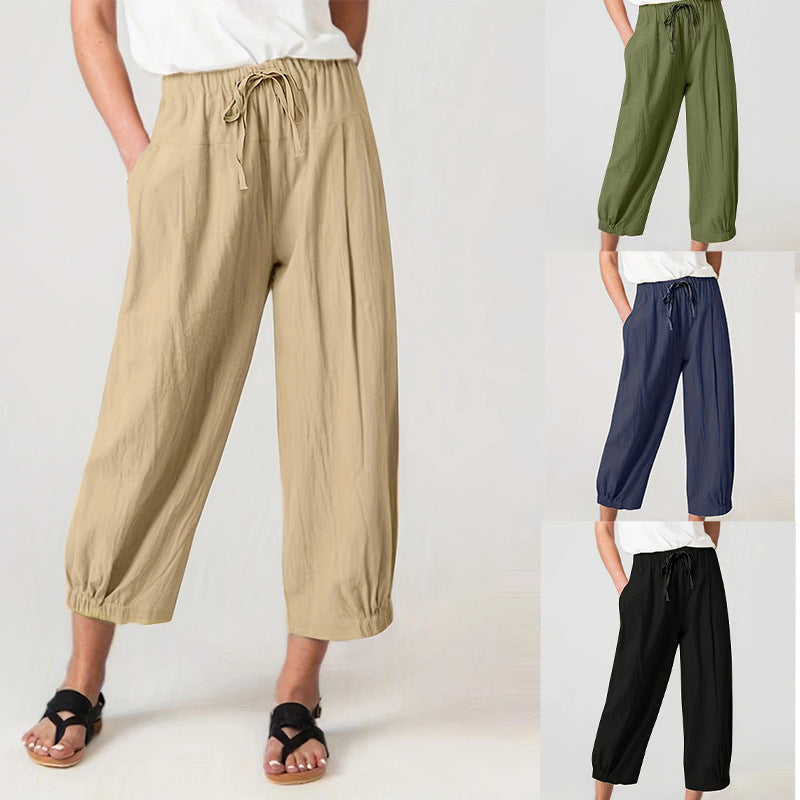 Women's Comfortable Summer Pants with Elastic Waistband