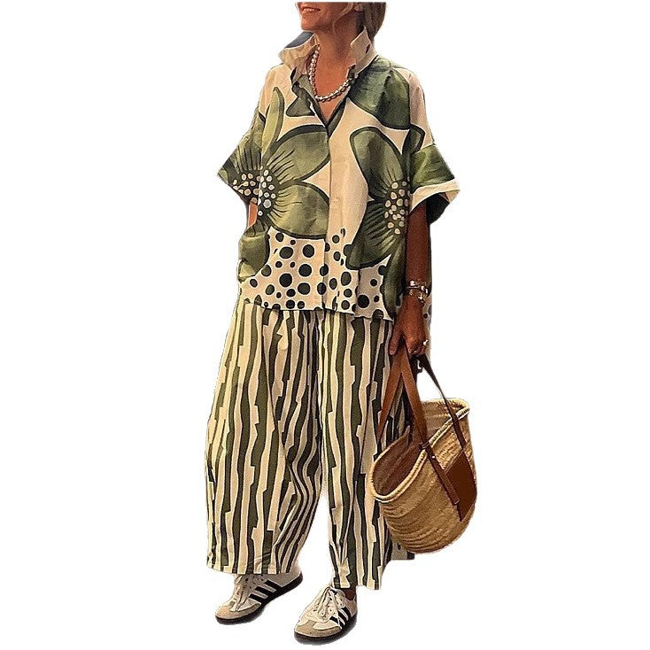 Casual Blouse and Palazzo Pants Set