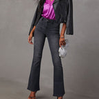 Women's Flared Jeans with High Waist and Modern Wash