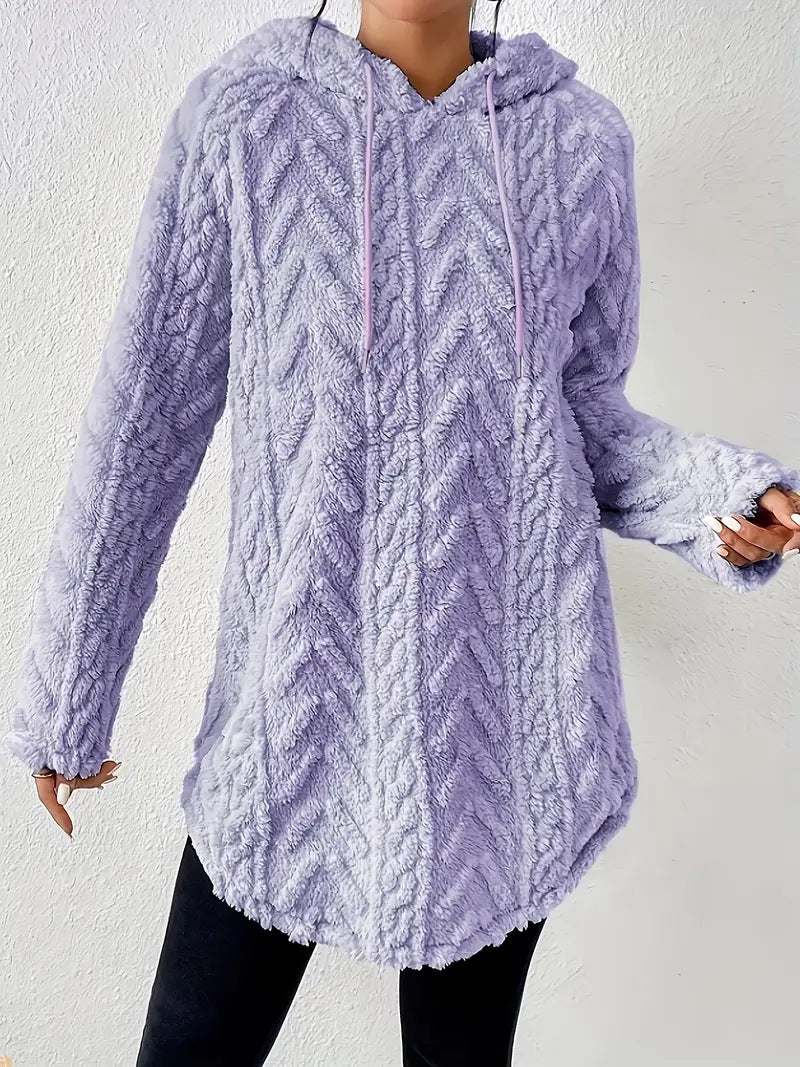 Women's Cozy Textured Hooded Knit Sweater